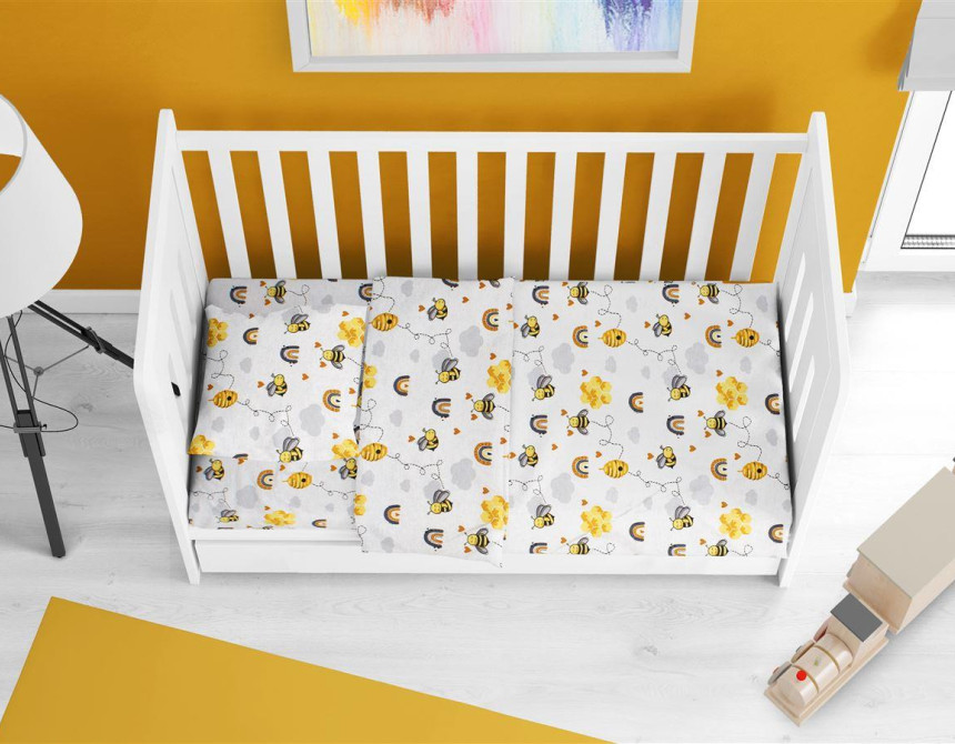 ΠΑΠΛΩΜΑΤΟΘΗΚΗ ΕΜΠΡΙΜΕ bebe Honey Bee 545 120X160 White-Yellow 100% Cotton