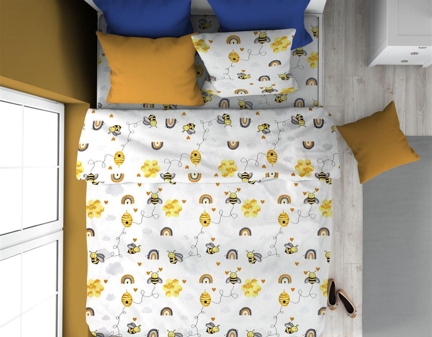 ΠΑΠΛΩΜΑΤΟΘΗΚΗ ΕΜΠΡΙΜΕ kids Honey Bee 545 160X240 White-Yellow 100% Cotton