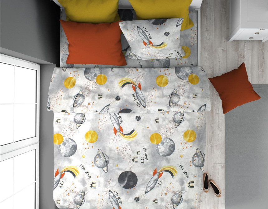 ΠΑΠΛΩΜΑΤΟΘΗΚΗ ΕΜΠΡΙΜΕ kids Spaceship 187 160X240 Grey Cotton 100%