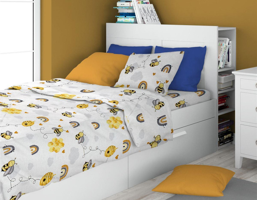 ΣΕΝΤΟΝΙΑ ΕΜΠΡΙΜΕ ΣΕΤ 2 τεμ kids Honey Bee 545 160X240 White-Yellow 100% Cotton