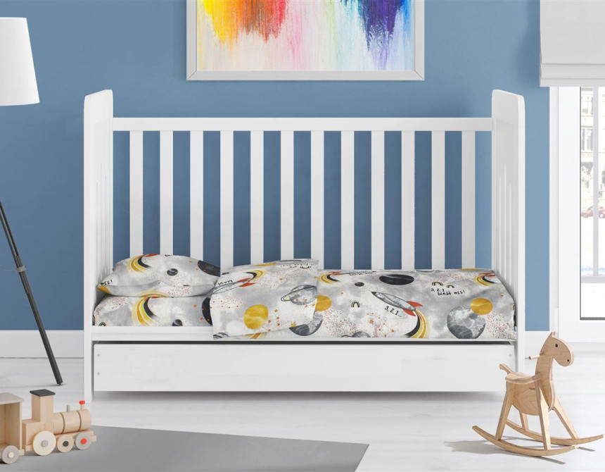 ΣΕΝΤΟΝΙΑ ΕΜΠΡΙΜΕ ΣΕΤ 3 τεμ bebe Spaceship 187 120X160 Grey Cotton 100%
