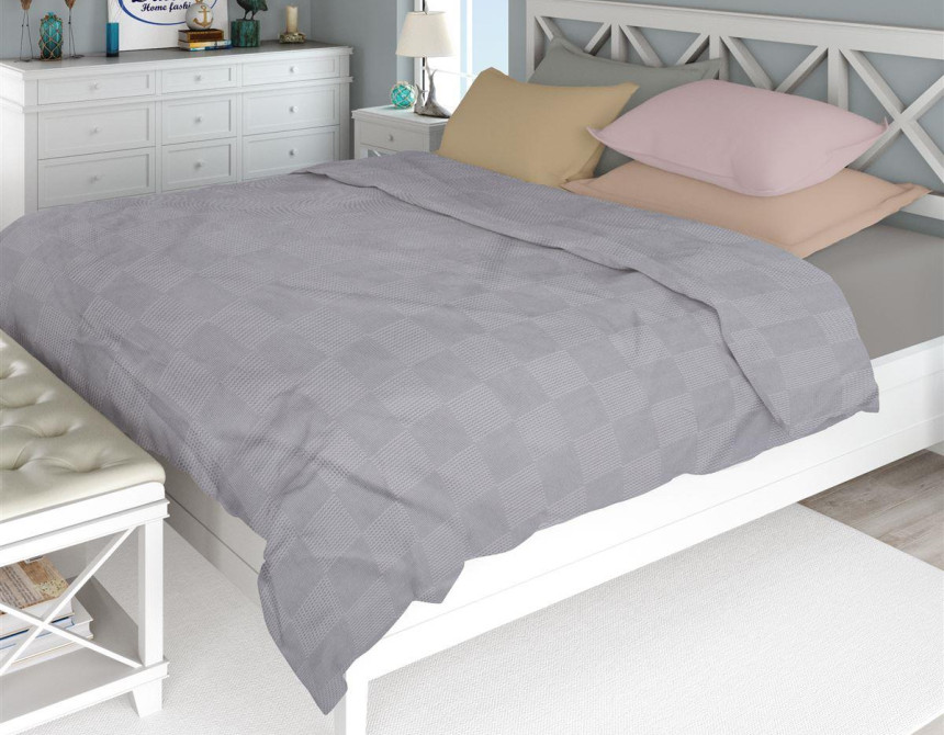 ΚΟΥΒΕΡΤΑ ΠΙΚΕ Μονόχρωμη 240X250 Γκρι 100% Cotton