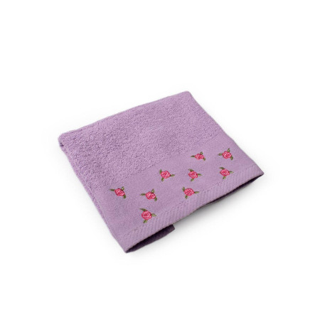 ΠΕΤΣΕΤΑ Με Κέντημα Ανθάκι 450 gsm 50X90 Μωβ 100% Cotton