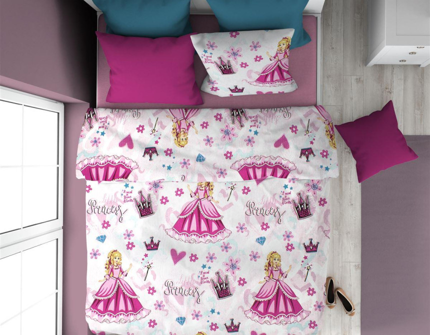 ΠΑΠΛΩΜΑΤΟΘΗΚΗ ΕΜΠΡΙΜΕ kids Princess 390 160X240 Pink 70/30 Cott/Pol