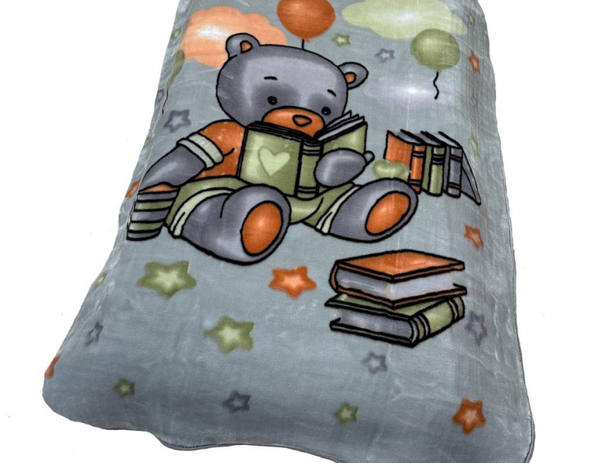 ΚΟΥΒΕΡΤΑ ΒΕΛΟΥΤΕ ΠΟΛΥΤΕΛΕΙΑΣ bebe Studying Bear 38 110X140 Light Grey 100% Polyester