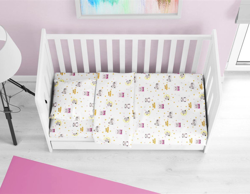 ΚΑΤΩΣΕΝΤΟΝΟ ΜΕ ΛΑΣΤΙΧΟ bebe Sweet Dreams 553 0,70X1,40X0,15 White-Pink 100% Cotton