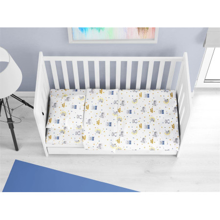 ΚΑΤΩΣΕΝΤΟΝΟ ΜΕ ΛΑΣΤΙΧΟ bebe Sweet Dreams 554 0,70X1,40X0,15 White-Sky Blue 100% Cotton