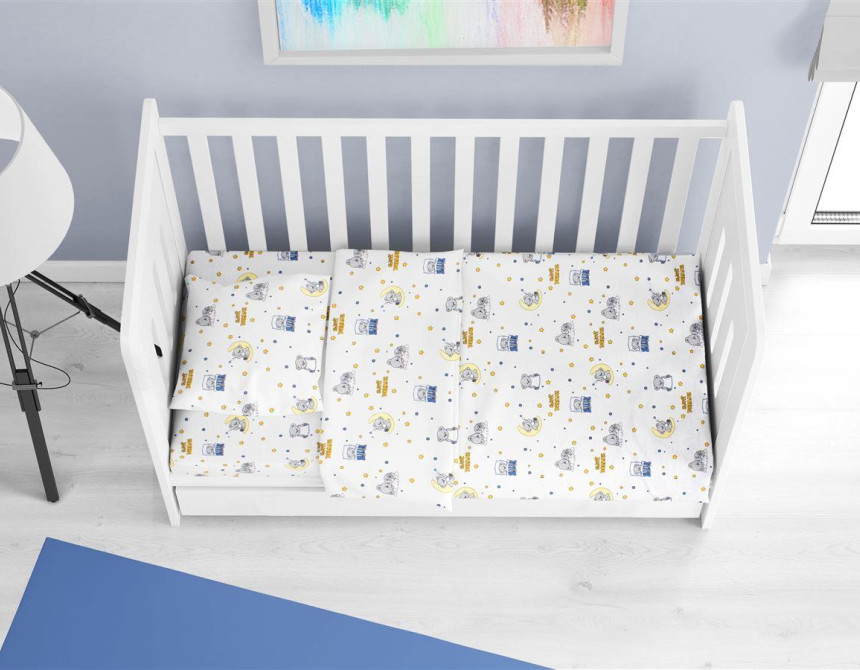 ΚΑΤΩΣΕΝΤΟΝΟ ΜΕ ΛΑΣΤΙΧΟ bebe Sweet Dreams 554 0,70X1,40X0,15 White-Sky Blue 100% Cotton