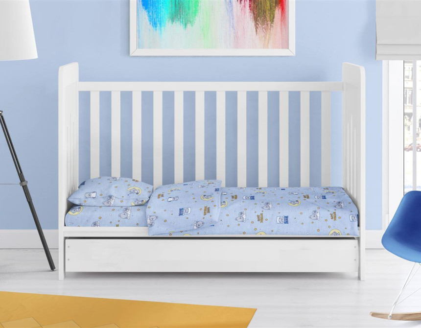 ΣΕΝΤΟΝΙΑ ΕΜΠΡΙΜΕ ΣΕΤ 3 τεμ bebe Sweet Dreams 551 120X160 Sky Blue 100% Cotton