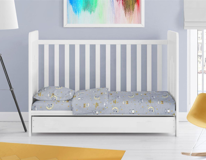 ΣΕΝΤΟΝΙΑ ΕΜΠΡΙΜΕ ΣΕΤ 3 τεμ bebe Sweet Dreams 552 120X160 Grey 100% Cotton