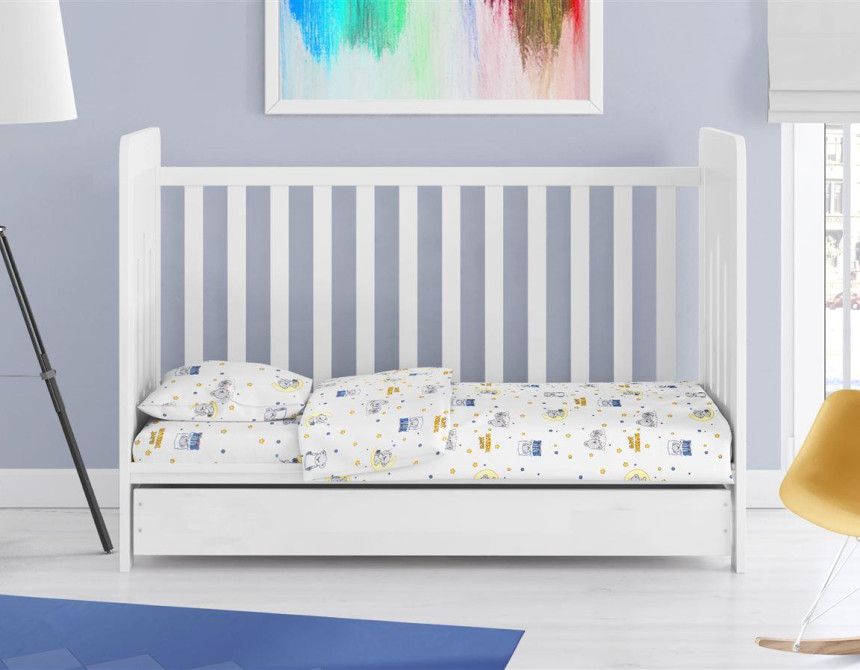 ΣΕΝΤΟΝΙΑ ΕΜΠΡΙΜΕ ΣΕΤ 3 τεμ bebe Sweet Dreams 554 120X160 White-Sky Blue 100% Cotton