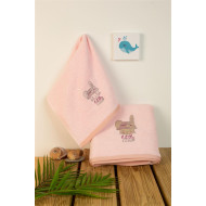 ΠΕΤΣΕΤΑ Με Κέντημα Σετ 2 τεμ bebe Rabbit Girl 146 30X50,70X140 Ροζ 100% Cotton