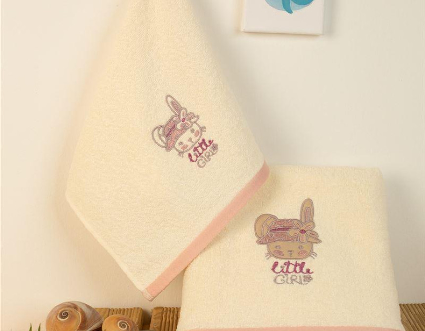 ΠΕΤΣΕΤΑ Με Κέντημα Σετ 2 τεμ bebe Rabbit Girl 148 30X50,70X140 Εκρού 100% Cotton