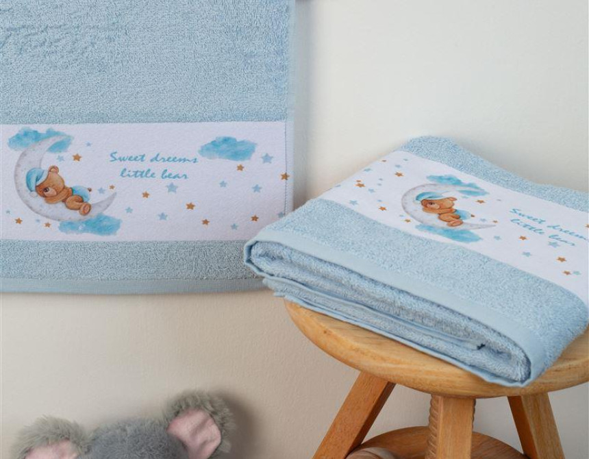 ΠΕΤΣΕΤΑ Με Ψηφιακή Εκτύπωση Σετ 2 τεμ bebe Sweet Dreams 551 30X50,70X140 Σιελ 100% Cotton