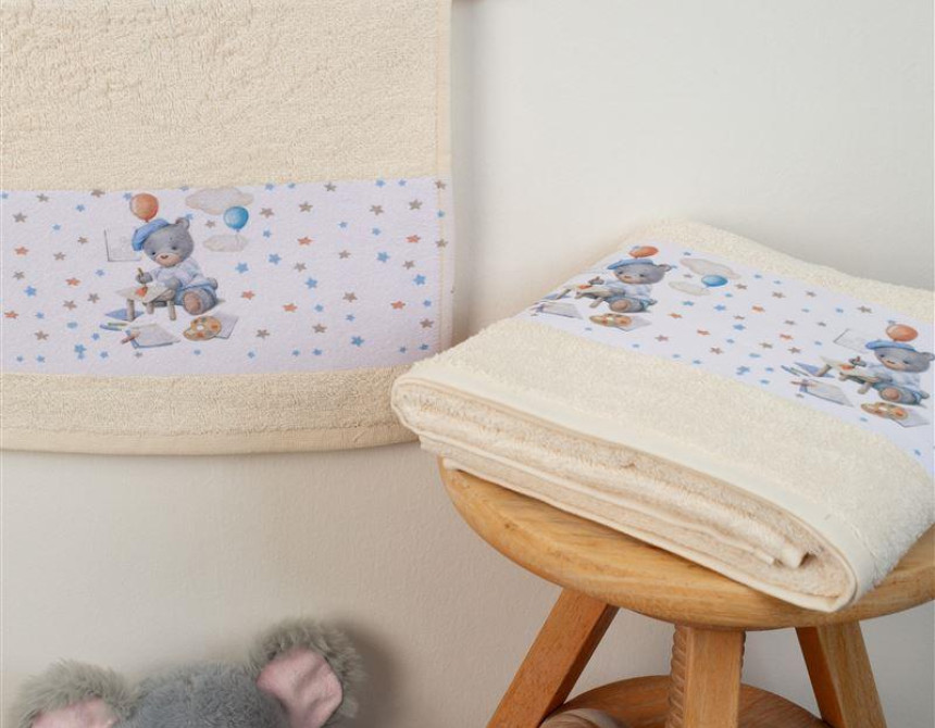 ΠΕΤΣΕΤΑ Με Ψηφιακή Εκτύπωση Σετ 2 τεμ bebe Painter 133 30X50,70X140 Εκρού 100% Cotton
