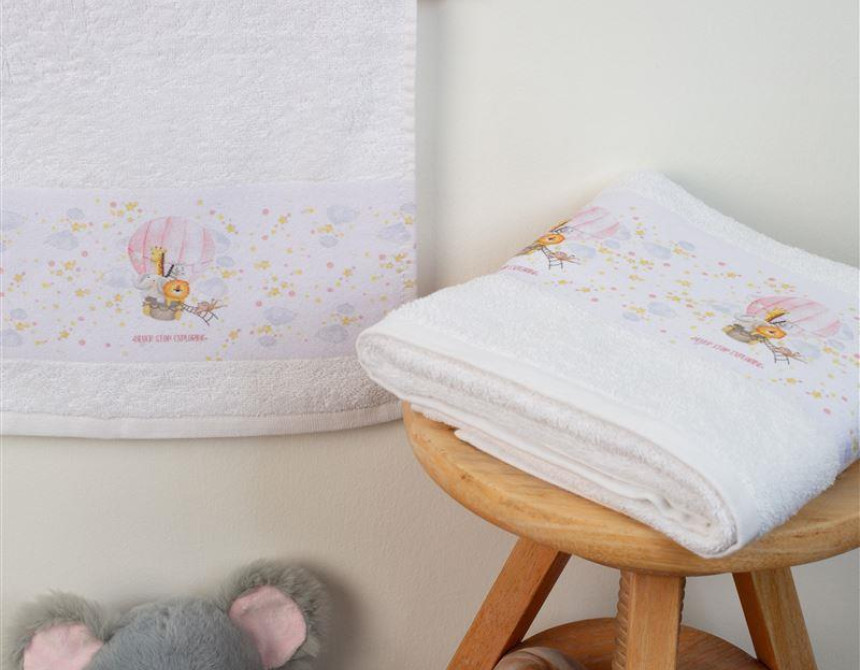 ΠΕΤΣΕΤΑ Με Ψηφιακή Εκτύπωση Σετ 2 τεμ bebe Balloon 66 30X50,70X140 Λευκό 100% Cotton