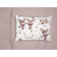 ΜΑΞΙΛΑΡΟΘΗΚΗ ΕΜΠΡΙΜΕ kids Bunnies 30 50X70 White-Coral 100% Cotton Flannel