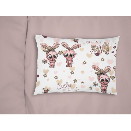 ΜΑΞΙΛΑΡΟΘΗΚΗ ΕΜΠΡΙΜΕ kids Bunnies 30 50X70 White-Coral 100% Cotton Flannel