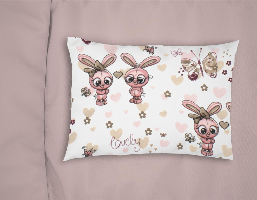 ΜΑΞΙΛΑΡΟΘΗΚΗ ΕΜΠΡΙΜΕ kids Bunnies 30 50X70 White-Coral 100% Cotton Flannel
