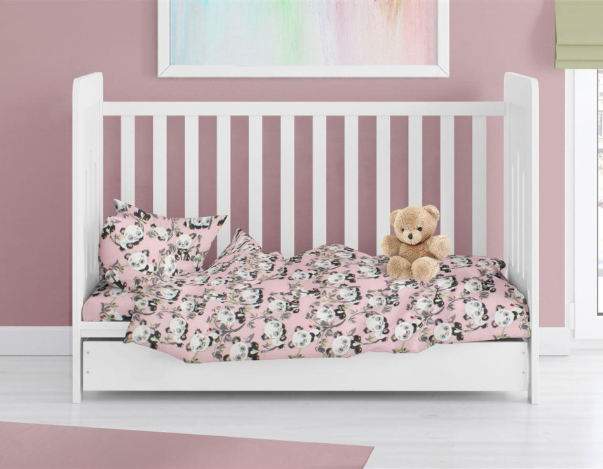 ΠΑΠΛΩΜΑ ΕΜΠΡΙΜΕ bebe Panda Bear 97 120X160 Pink 100% Cotton Flannel