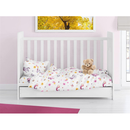 ΠΑΠΛΩΜΑ ΕΜΠΡΙΜΕ bebe Unicorn 105 120X160 White 100% Cotton Flannel