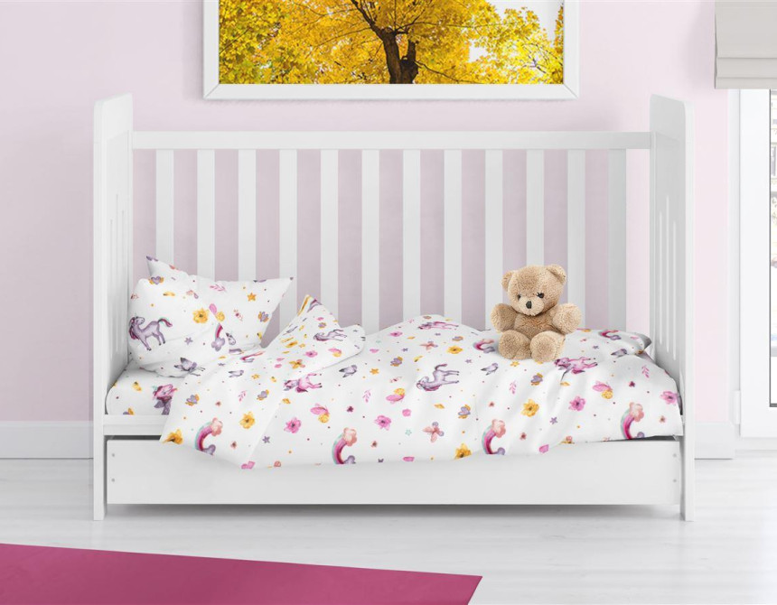 ΠΑΠΛΩΜΑ ΕΜΠΡΙΜΕ bebe Unicorn 105 120X160 White 100% Cotton Flannel