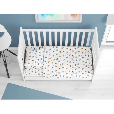 ΚΑΤΩΣΕΝΤΟΝΟ ΜΕ ΛΑΣΤΙΧΟ bebe Zoo 29 0,70X1,40X0,15 White 100% Cotton Flannel