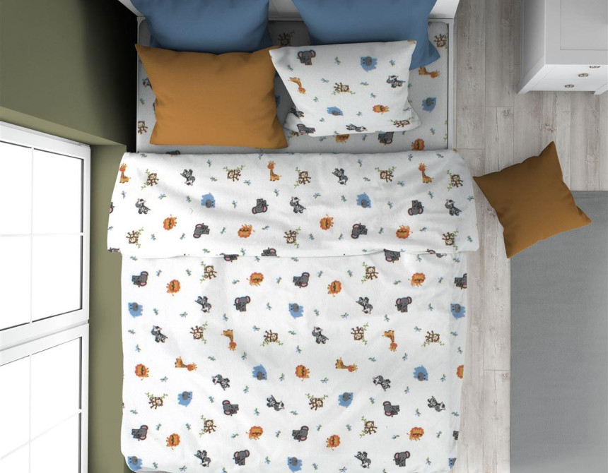 ΠΑΠΛΩΜΑΤΟΘΗΚΗ ΕΜΠΡΙΜΕ kids Zoo 29 160X240 White 100% Cotton Flannel