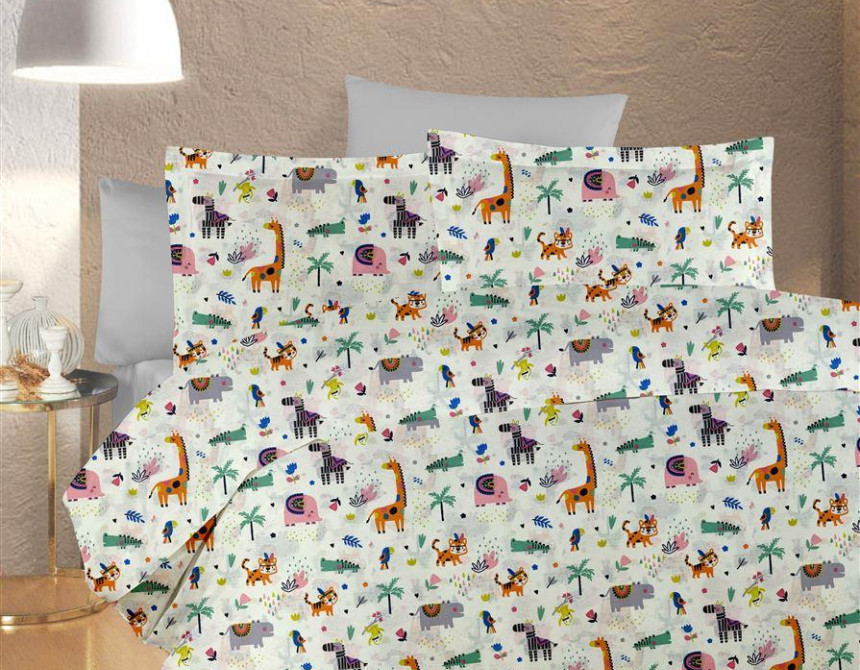 ΣΕΝΤΟΝΙΑ ΕΜΠΡΙΜΕ ΣΕΤ 3 τεμ kids Zoo 556 160X240 White-Multi 100% Cotton