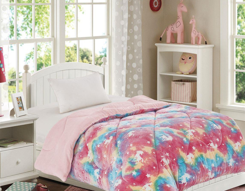 Κουβερτοπάπλωμα φωσφορίζον Unicorn 160X220 Pink 100% Polyester