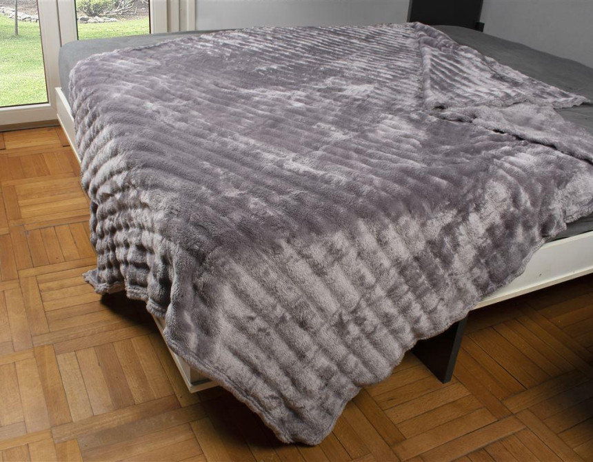 ΚΟΥΒΕΡΤΑ Coral Fleece Ριγέ 220X240 300gsm 16 Grey 100% Polyester