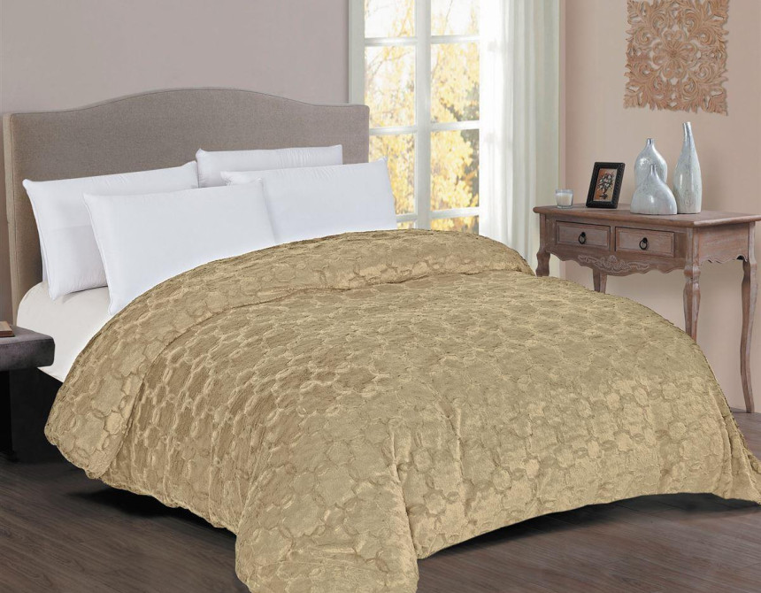 Κουβερτοπάπλωμα Γούνα-Sherpa 730 gsm 1830 Beige 160X220 100% Polyester