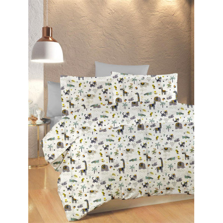 ΣΕΝΤΟΝΙΑ ΕΜΠΡΙΜΕ ΣΕΤ 2 τεμ kids Zoo 557 160X240 White-Grey 100% Cotton