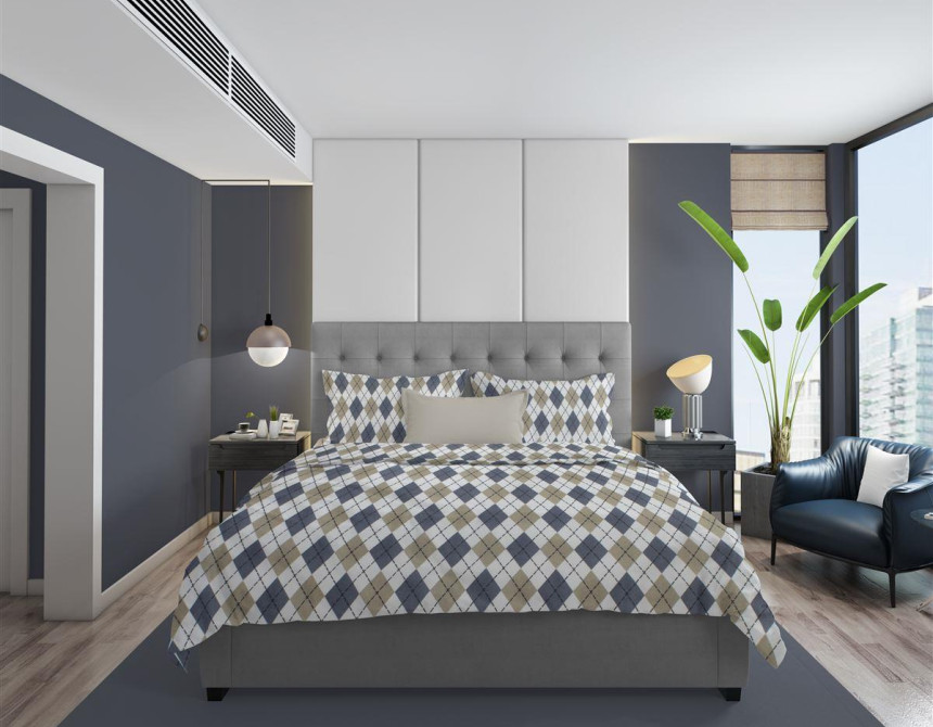 ΣΕΝΤΟΝΙΑ ΕΜΠΡΙΜΕ ΣΕΤ 3 τεμ Diamond 327 160X240 Blue 100% Cotton Flannel