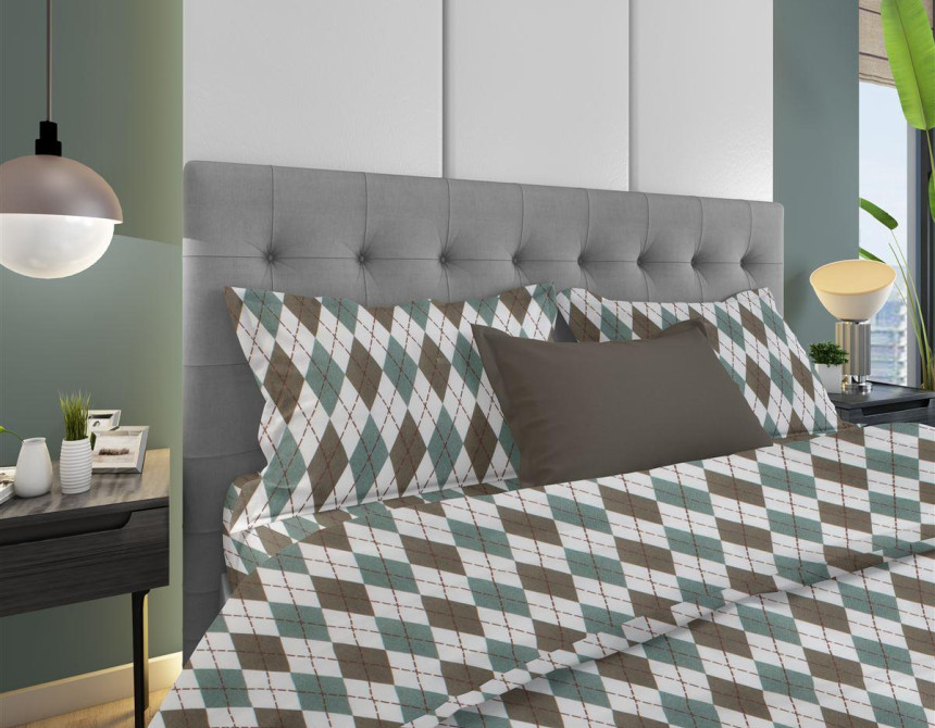 ΜΑΞΙΛΑΡΟΘΗΚΗ ΕΜΠΡΙΜΕ Diamond 329 50X70 Petrol 100% Cotton Flannel