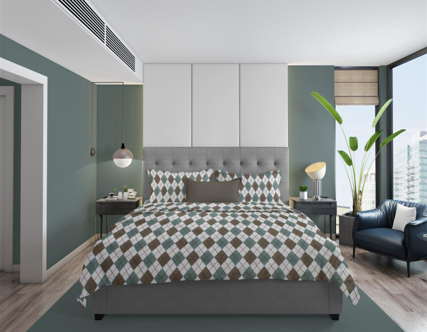 ΣΕΝΤΟΝΙΑ ΕΜΠΡΙΜΕ ΣΕΤ 3 τεμ Diamond 329 160X240 Petrol 100% Cotton Flannel