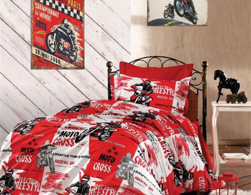 ΠΑΠΛΩΜΑΤΟΘΗΚΗ ΕΜΠΡΙΜΕ kids Motocross 288 160X240 Red 70/30 Cott/Pol