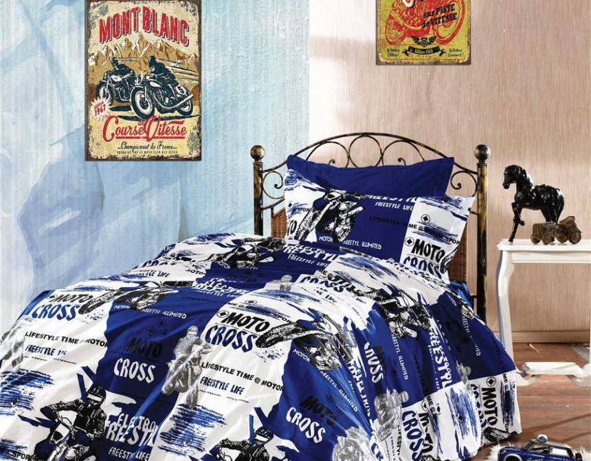 ΠΑΠΛΩΜΑΤΟΘΗΚΗ ΕΜΠΡΙΜΕ kids Motocross 289 160X240 Blue 70/30 Cott/Pol
