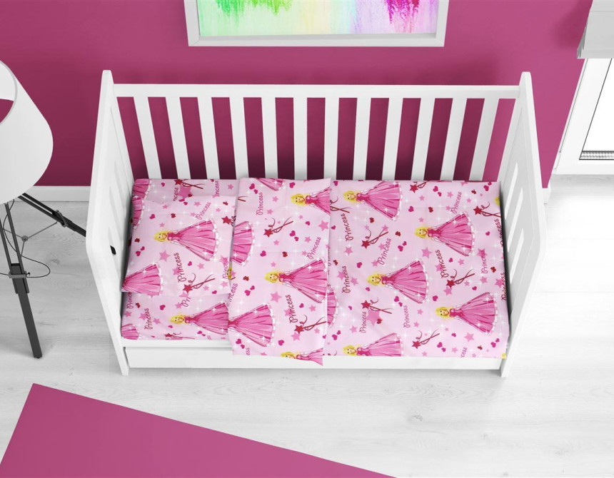 ΚΑΤΩΣΕΝΤΟΝΟ ΜΕ ΛΑΣΤΙΧΟ bebe Princess 392 0,70X1,40X0,15 Pink 70/30 Cott/Pol