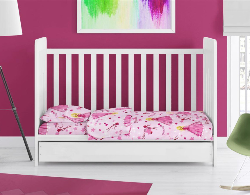 ΠΑΠΛΩΜΑΤΟΘΗΚΗ ΕΜΠΡΙΜΕ bebe Princess 392 120X160 Pink 70/30 Cott/Pol