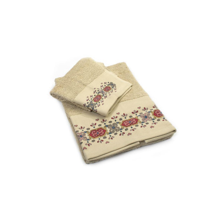 Πετσέτα Σετ 2 τεμ ZUCCHI 40X60,60X110 Με Στάμπα Μπεζ 100% Cotton