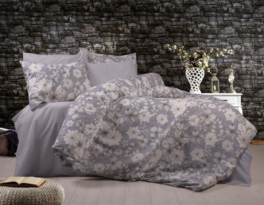Σεντόνια Εμπριμέ Σετ 4 τεμ Ήρα 426 240X270 Grey 70/30 Cott/Pol