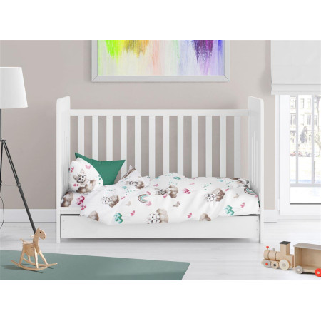 Παπλωματοθήκη Εμπριμέ bebe Kitten 560 120X160 Petrol 100% Cotton