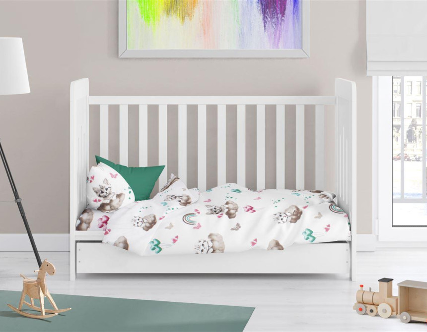 Παπλωματοθήκη Εμπριμέ bebe Kitten 560 120X160 Petrol 100% Cotton