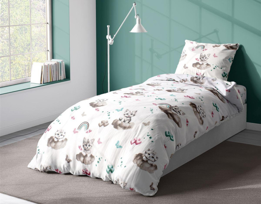 Παπλωματοθήκη Εμπριμέ kids Kitten 560 160X240 Petrol 100% Cotton