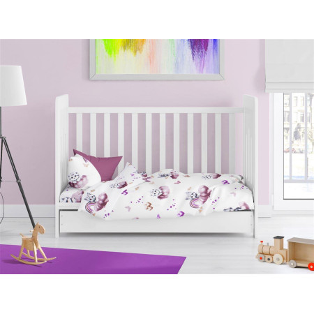 Παπλωματοθήκη Εμπριμέ bebe Kitten 561 120X160 Mauve 100% Cotton