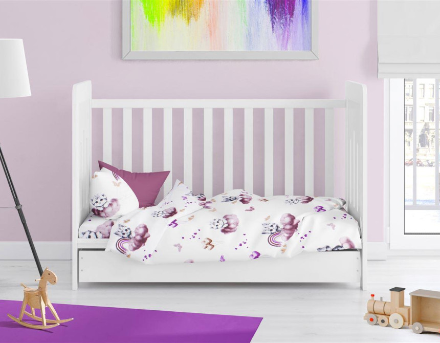 Παπλωματοθήκη Εμπριμέ bebe Kitten 561 120X160 Mauve 100% Cotton