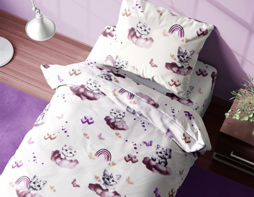 Σεντόνια Εμπριμέ Σετ 3 τεμ kids Kitten 561 160X240 Mauve 100% Cotton
