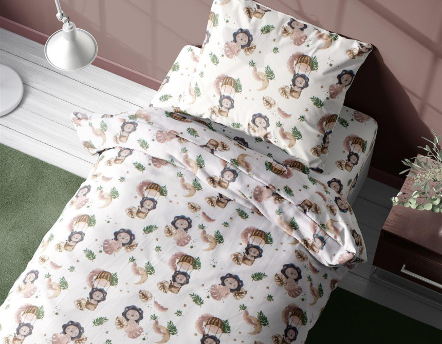 Σεντόνια Εμπριμέ Σετ 2 τεμ kids Lion 532 160X240 Beige 100% Cotton