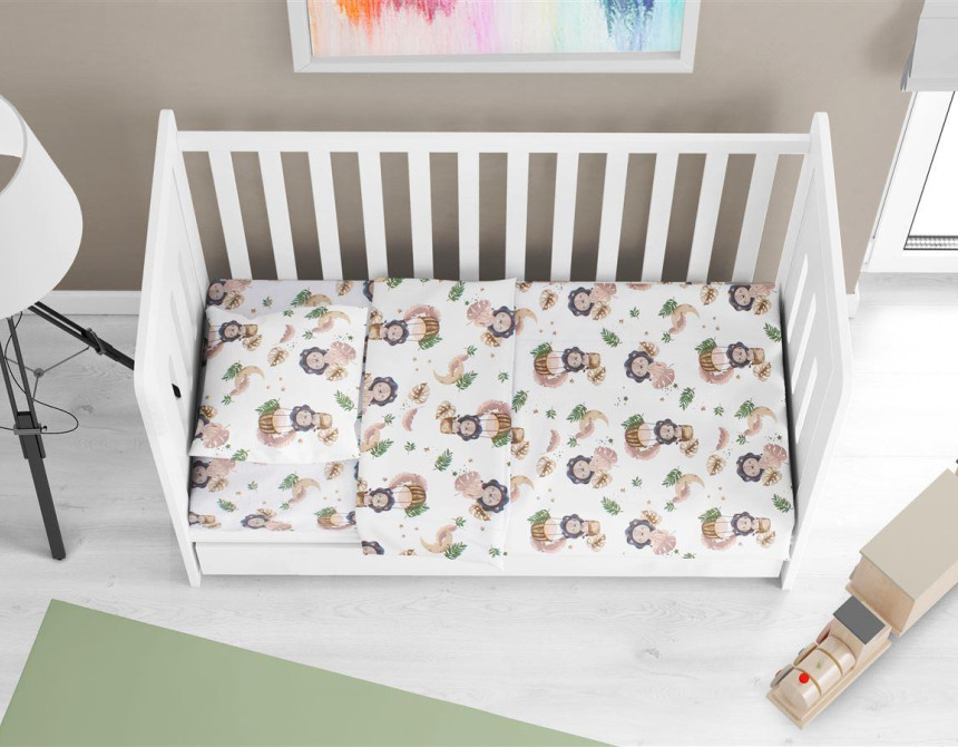 Σεντόνια Εμπριμέ Σετ 3 τεμ bebe Lion 532 120X160 Beige 100% Cotton